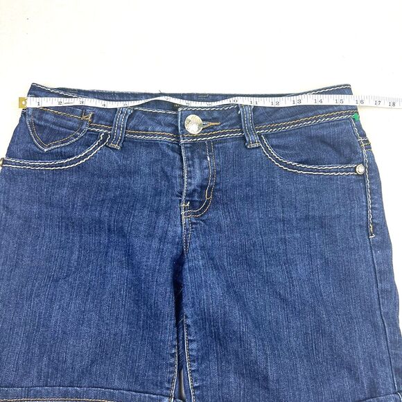 Southpole Womens Bermuda Denim Shorts With Gold Logo, Embroidered Back Pockets - Picture 5 of 14